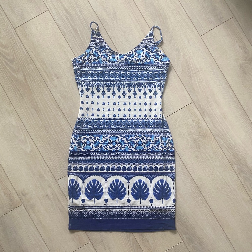 Farm Rio Blue Patterned Dress